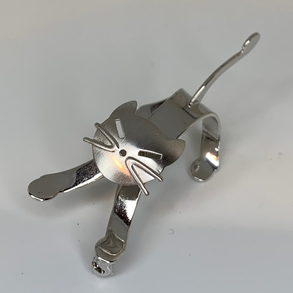 Beau Sterling Modernist Cat Brooch